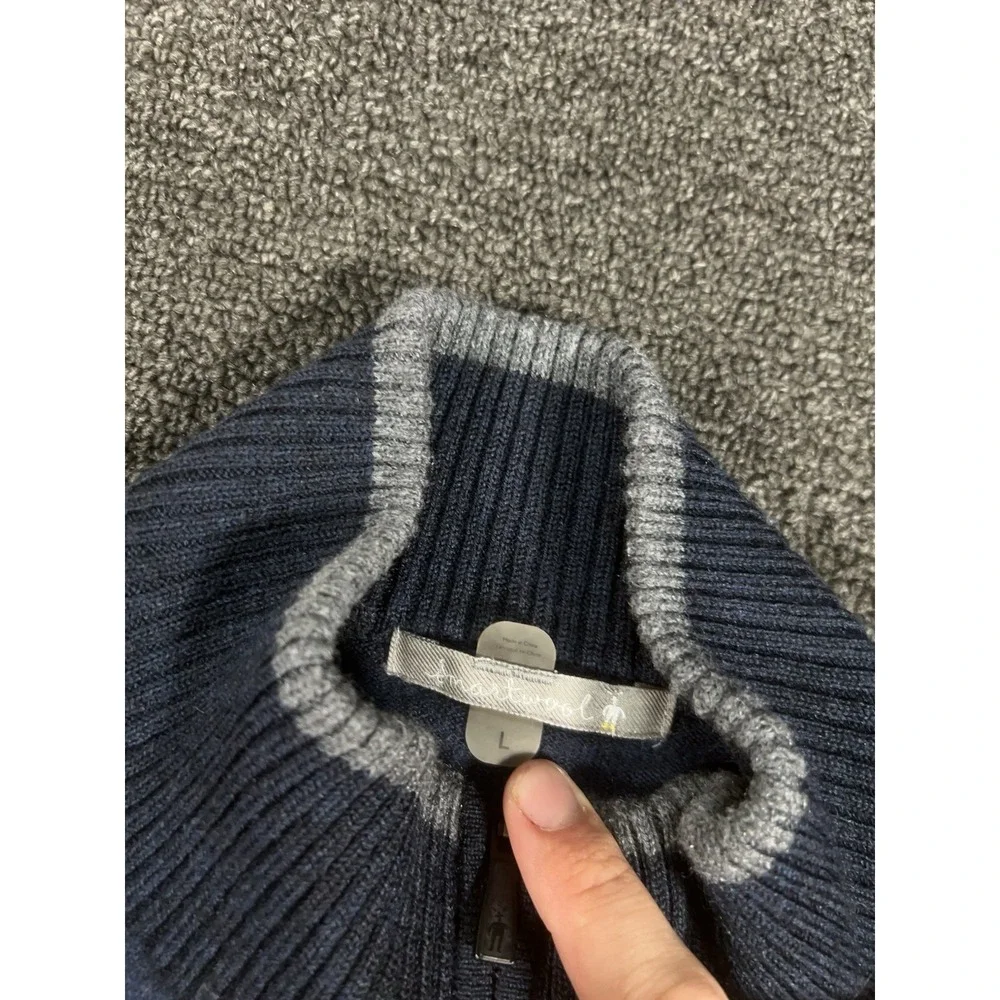 Smartwool Sweater Men's Large Merino Wool 1/4 Zip Pullover Mock Neck Navy Blue